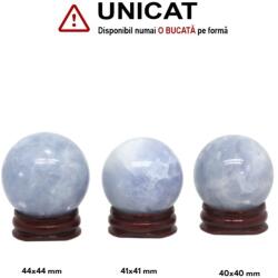 Sfera Calcit Albastru Mineral Natural - 40-44 x 40-44 mm - Unicat