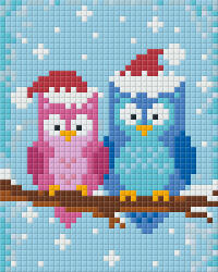 Pixelhobby Pixel szett 1 normál alaplappal, színekkel, baglyok télen (801418)