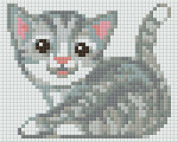 Pixelhobby Pixel szett 1 normál alaplappal, színekkel, szürke cica (801361)