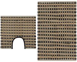vidaXL Set covoraș baie lucrat manual, natural și negru, iută textil (133220) Covor baie