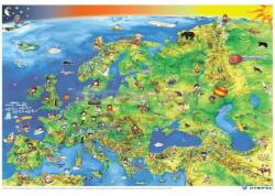 Stiefel Európa gyerektérkép, Európa országai falitérkép, 2 oldalas Európa térkép, könyöklő 65x45 cm