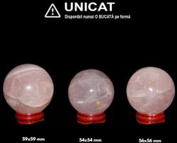 Sfera Cuart Roz Mineral Natural - 54-59 x 54-69 mm - Unicat