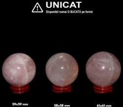  Sfera Cuart Roz Mineral Natural - 58-61 x 58-61 mm - 1 Buc