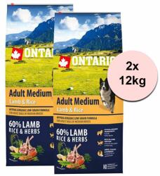 ONTARIO ONTARIO Adult Medium Lamb & Rice 2 x 12kg