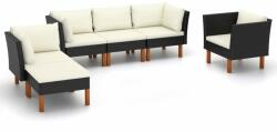 vidaXL Set mobilier grădină, 6 piese, negru, poliratan/lemn eucalipt (3082085)