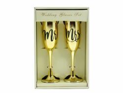 Esküvői pezsgőspohár 2db arany Mr. /Mrs. 1133 - Esküvői kellékek