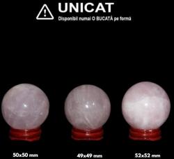  Sfera din Cuart Roz Natural - 34-36 x 34-36 mm - Vibratie de Iubire Neconditionata si Pacea Inimii - 1 Buc
