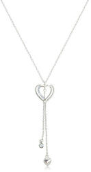 Ekszer Eshop 925 ezüst nyaklánc - kettős szív körvonal átlátszó cirkóniákkal, két lánc cirkóniával és szívvel