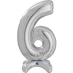 Grabo Balon folie cifra 6 argintiu Stand Up 64 cm