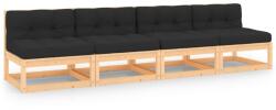 vidaXL Set mobilier de grădină cu perne, 4 piese, lemn masiv de pin (3083745) - vidaxl