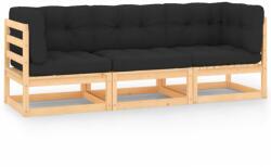 vidaXL Set mobilier de grădină cu perne, 3 piese, lemn masiv de pin (3083741) - vidaxl