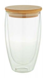 EVERESTUS Cana termos, Everestus, 21OCT1398, 450 ml, ø83 x 150 mm, Sticla, Bambus, Transparent, Natur (EVE10-AP812426)