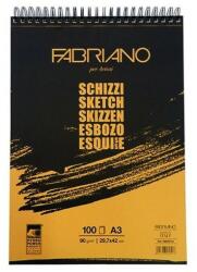 Fedrigoni Bloc desen Schizzi Fabriano, 14.8 x 21 cm (A5), 90 g/mp, 60 coli, Spirala pe lungime
