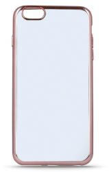 Samsung S6 szilikon tok, hátlaptok, telefon tok, átlátszó, rose gold keretes