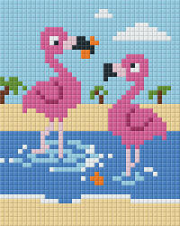 Pixelhobby Pixel szett 1 normál alaplappal, színekkel, flamingók (801341)