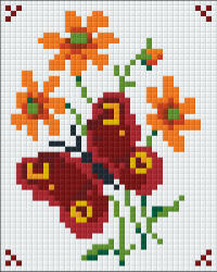 Pixelhobby Pixel szett 1 normál alaplappal, színekkel, piros pillangó (801087)