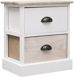 vidaXL Noptieră, alb și natural, 38 x 28 x 45 cm, lemn de paulownia (284056)