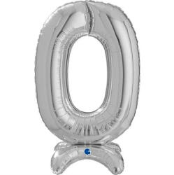 Grabo Balon folie cifra 0 argintiu Stand Up 64 cm