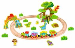 Tooky Toy Дървено влакче с релси и динозаври 40 части - Tooky Toy