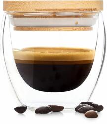 Bambuswald Pahar pentru cafea cu capac, 100 ml, lucrate manual, sticlă borosilicată, bambus (BW-10290-001) (BW-10290-001)