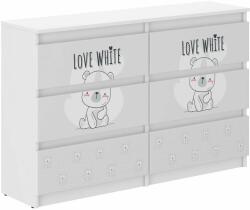  Ifjúsági 6 fiókos Komód 120cm - Maci - fehér