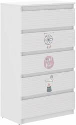  Ifjúsági 5 fiókos Komód - Boho maci - fehér