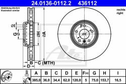 ATE Disc frana ATE 24.0136-0112.2 (24.0136-0112.2)