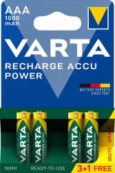 VARTA Tölthető elem Power 3+1 AAA 1000 mAh R2U 5703301494 (5703301494)