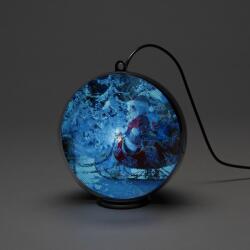 Konstsmide Decoratiune luminoasa Glob holografic cu LED-uri 3D Konstsmide, Moș Crăciun cu sanie, 64 de LED-uri, 2 ore de temporizare, 15 cm (1560-700)