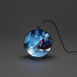 Konstsmide Decoratiune luminoasa Konstsmide Glob holografic cu LED-uri 3D, Moș Crăciun cu sanie, 42 de LED-uri, cronometru de 2 ore, 10cm (1550-700)
