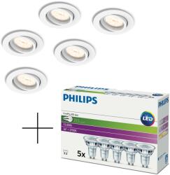 Philips myLiving Donegal Economy Set 5 Spot incastrat-uri + Philips CorePro LEDSpot Multipack de 5 LED-uri (36821)