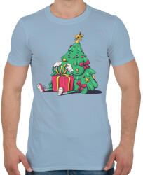 printfashion Karácsonyfa - Férfi póló - Világoskék (5626696)