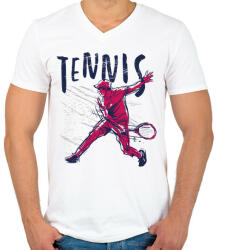 printfashion Tenisz sport - tennis - Férfi V-nyakú póló - Fehér (5614112)
