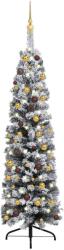 vidaXL Vékony karácsonyfa LED fényekkel gömb szettel 120 cm (3077807)