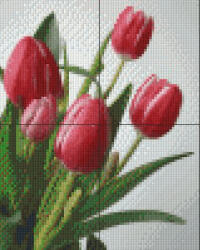 Pixelhobby Pixel szett 3 normál alaplappal, színekkel, tulipánok (804015)