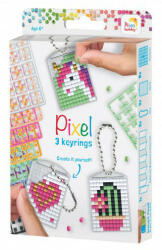Pixelhobby Pixel kulcstartókészítő szett 3 kulcstartó alaplappal, 8 színnel, mintákkal, lányos (PXL-20131)