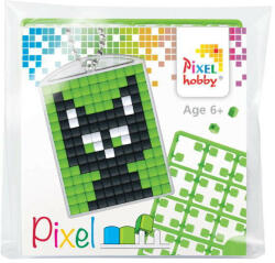 Pixelhobby Pixel kulcstartókészítő szett 1 kulcstartó alaplappal, 3 színnel, fekete macska (PXL-23037)