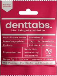 denttabs Strawberry Fogtisztító tabletta fluoriddal - 125 darab