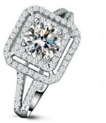 Ékszerkirály Női eljegyzési gyűrű, ezüst, szögletes, 8-as méret (32737822265)
