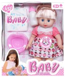 Magic Toys Pisilős baba hanggal, katicás szoknyában kiegészítőkkel (MKL270410)