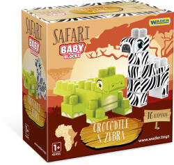 Wader Baby Blocks Safari építőjáték: 16 db-os krokodil és zebra (41501)