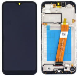 Samsung Galaxy A01 LCD + érintőpanel kerettel, fekete, gyári, SM-A015 (keskeny kábeles) - gsmlive