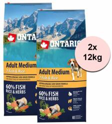 ONTARIO ONTARIO Adult Medium 7 Fish & Rice 2 x 12kg