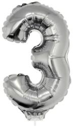 Funny Fashion 3 szám alakú fólia lufi, ezüst, 41, 6 cm