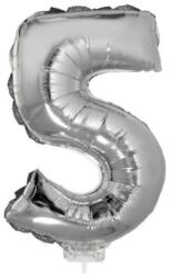 Funny Fashion 5 szám alakú fólia lufi, ezüst, 41, 6 cm