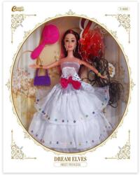 Magic Toys Divatbaba póthajjal és kiegészítőkkel fehér ruhában - 30 cm (MKL399686)