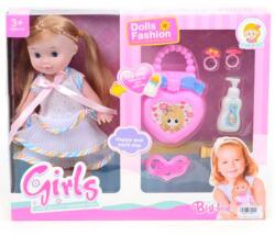 Magic Toys Copfos barna hajú baba táskával és kiegészítőkkel - 25 cm (MKL371480)