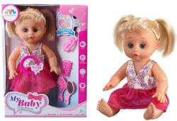 Magic Toys Szőke hajú baba hanggal hajcsavaróval és kiegészítőkkel (MKL146165)