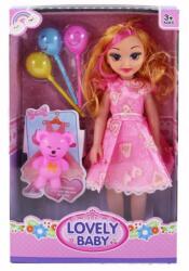 Magic Toys Lovely Baby rózsaszín ruhás baba kiegészítőkkel és hanggal - 46 cm (MKL581045)