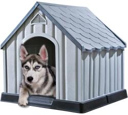 vidaXL Cușcă pentru câini, gri, 92x87x91 cm, plastic (337894)